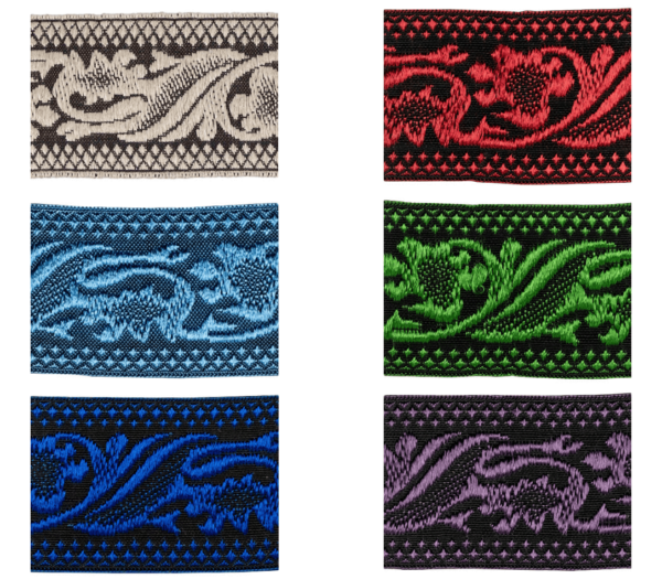 1180-50 Jacquard Borte mit floralen Ornamenten in verschiedenen Farben